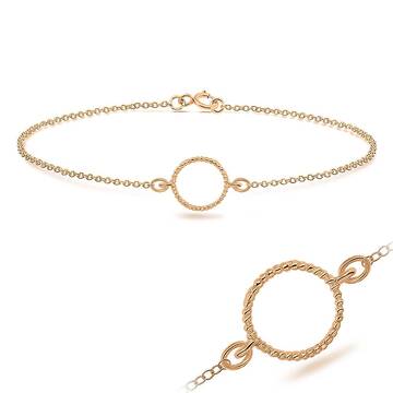 Rose Gold Plated Circle Rope Silver Bracelet BRS-212-RO-GP